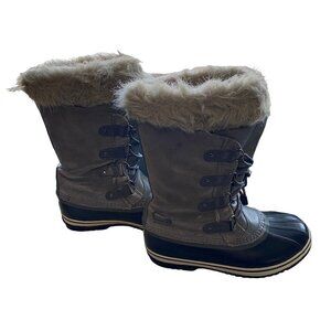 Sorel NY1858-052 Joan of Arctic Gray Fur Lined Winter Snow Boots Women's 7